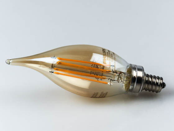 Philips Lighting 470773 4BA11/LED/827/E12/CL-A/DIM 120V Philips Dimmable 4 Watt 2700K Decorative Filament LED Bulb