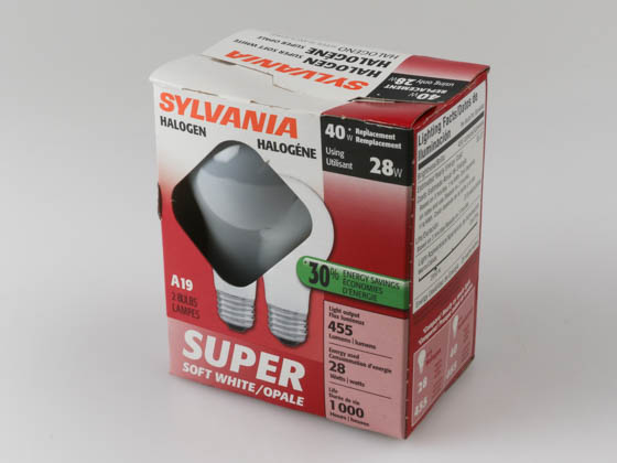 Sylvania 615028 28A/HAL/SSW/ECO 28W 2850K A19 EcoHalogen Bulb