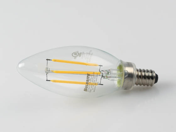 Bulbrite 776627 LED5B11/30K/FIL/E12/3 Dimmable 5W 3000K Decorative Filament LED Bulb, Enclosed Fixture Rated