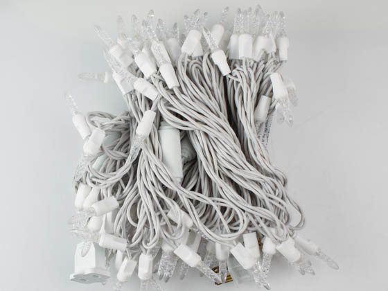 Green Watt GCH-M5-100LW-WW 50 Ft. Holiday White String Lights with M5 Warm White LED Bulbs