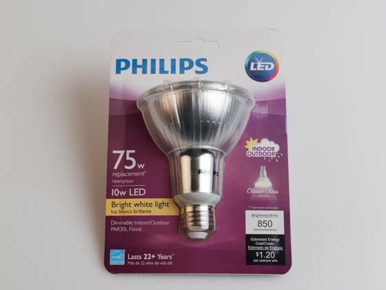 Philips Lighting 471300 10PAR30L/AMB/830/F40/GL/DIM ULW BC 1PK Philips Dimmable 10W 3000K 40° PAR30L LED Bulb, Outdoor Rated