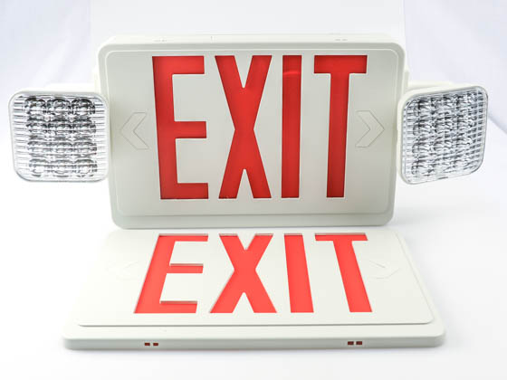 Exitronix VLED-U-WH-EL90-R LED Dual Head Exit/Emergency Sign With Battery Backup and Remote Head Capability