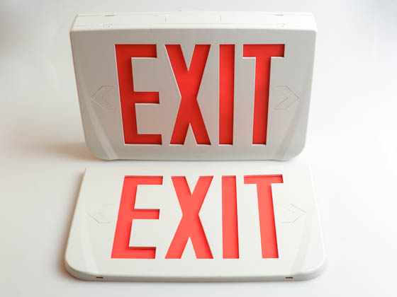 Emergi-Lite WPREMSNXR LED Exit Sign, Red Lettering, 120-277V Only With Battery Backup