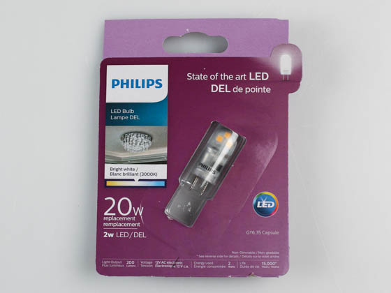 Philips Lighting 477240 2T3/PER/830/ND/GY6.35/12V Philips Non-Dimmable 2W 12V 3000K T3 LED Bulb, GY6.35 Base, Enclosed Rated, Title 20 Compliant
