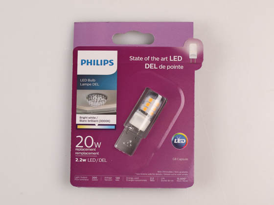Philips Lighting 477208 2.2T3/PER/830/ND/G8/120V Philips Non-Dimmable 2.2W 3000K T4 LED Bulb, G8 Base, Enclosed Rated, Title 20 Compliant