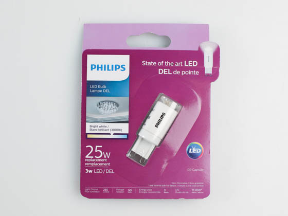 Philips Lighting 465138 3T3/PER/830/ND/G9/120V Philips Non-Dimmable 3W 120V 3000K T3 LED Bulb, G9 Base, Enclosed Rated, Title 20 Compliant