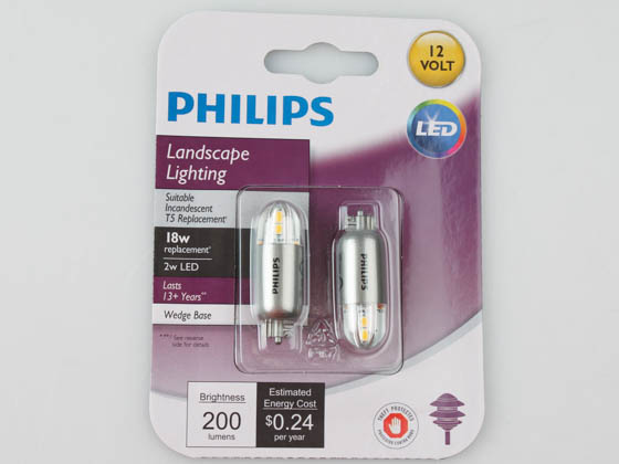 Philips Lighting 463455 2T5/LED/830/ND/12V 6/2BC Philips Non-Dimmable 2W 12V 3000K T5 Wedge LED Bulb, Title 20 Compliant