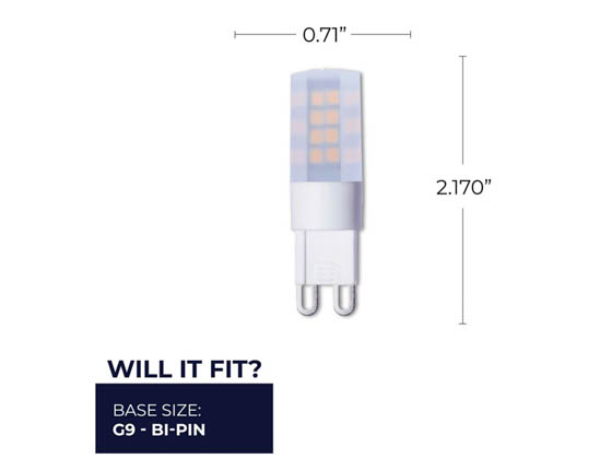 Bulbrite 770580 LED4G9/30K/120/F/D Miniature T-6 Dimmable 4.5W Frosted LED Bi-Pin Lamp, G9 Base, 12 Volt, 3000K