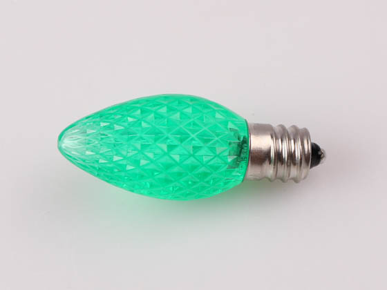 Green Watt GCH-C7-RM-G 0.5W Green C7 Holiday LED Bulb with Faceted Lens, Outdoor Rated