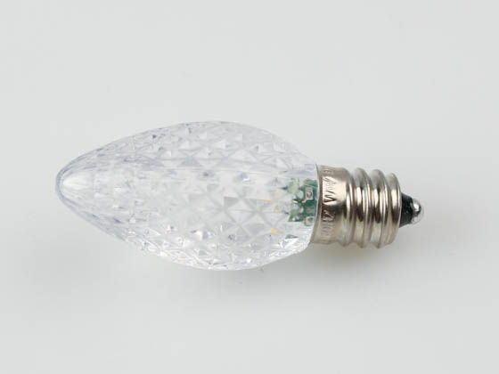 Green Watt GCH-C7-RM-CW 0.5W Cool White C7 Holiday LED Bulb with Faceted Lens, Outdoor Rated