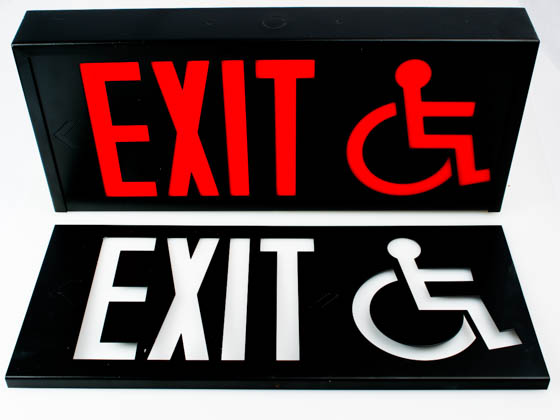 Exitronix CT700E-WB-BL-STANDARD/ADA Steel Exit Sign Featuring Wheelchair Accessibility Symbol, Black