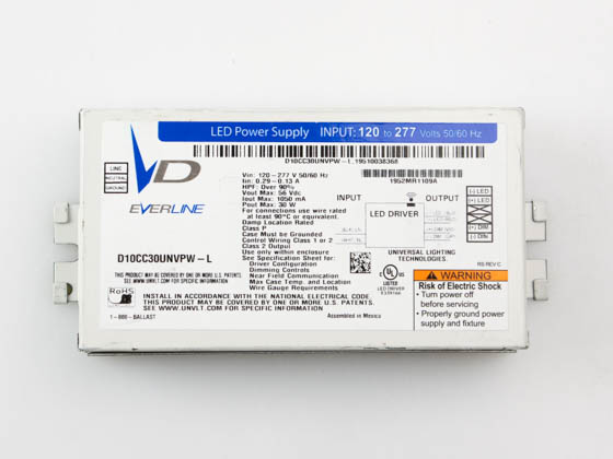 Everline D10CC30UNVPW-L010C Universal 30 Watt 1050mA Dimmable Programmable Constant Current LED Driver