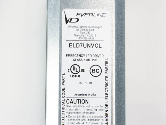 Everline ELD7UNVCL000I Universal ELD7UNVCL000I Emergency LED Driver, 7 Watts Output Power, Low Profile