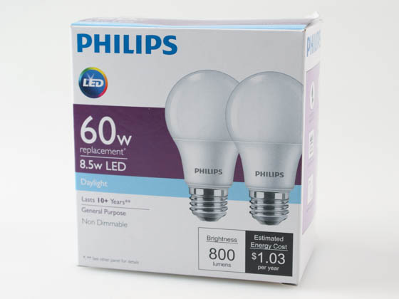 Philips Lighting 559351 8.5A19/LED/85-/FR/P/ND 4/2FB Philips Non-Dimmable 8.5 Watt 5000K LED Bulb