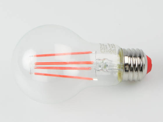 TCP RFLA19RD Dimmable 8 Watt Red A19 Filament LED Bulb