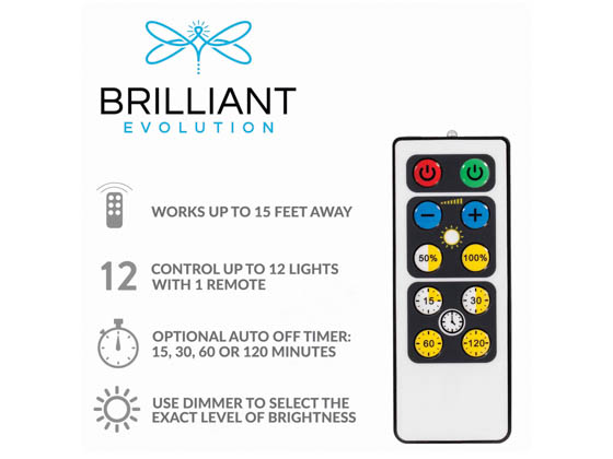 Brilliant Evolution BRRC124IR LED White Undercabinet Wireless/Battery Operated Light Fixture with Remote