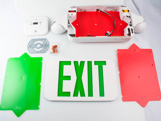 Exitronix QCRS-U-WH Equity Line Red or Green LED Exit Emergency Combo with Battery Backup