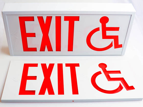 Exitronix MA700E-WB-WH Steel Exit Sign Featuring Wheelchair Accessibility Symbol, White