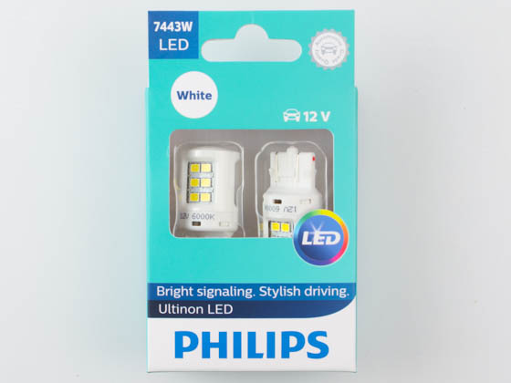 Philips Lighting 7443WLED T-6 (1/2) LED 7443 ULW Philips Ultinon LED 7443 Miniature Automotive Signaling Bulb (Pack of 2)