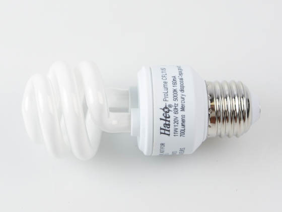 Halco Lighting 109244 CFL11/50 109244 11W T3 SPIRAL 5000K MED Halco 11W Bright White Spiral CFL Bulb, E26 Base