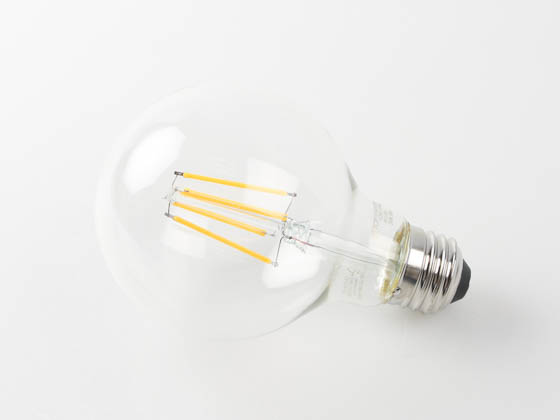 TCP FG25D4024E26SCL92 4W Dimmable G-25 AmberGlow LED 24K Filament Lamp Clear Finish, E26 Base