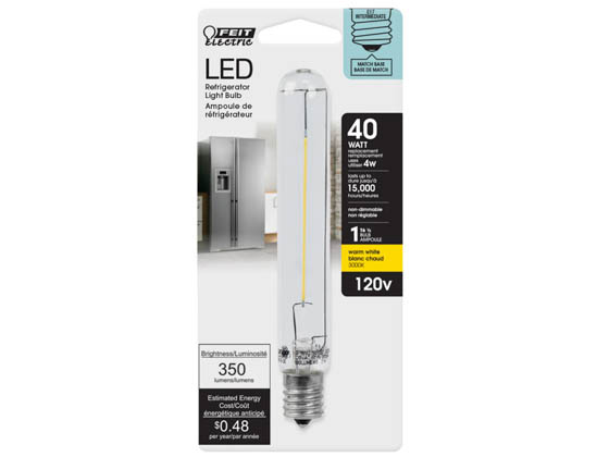Feit Electric BP40T61/2/SU/LED Feit 4 Watt T6.5 LED Bulb, 3000K, E17 Base, Non-Dimmable