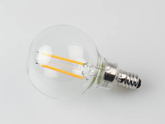 Satco Products, Inc. S21200 3G16.5/LED/CL/927/120V/E12 Satco Dimmable 3W 2700K G-16.5 Clear Filament LED Bulb, Enclosed Fixture Rated, E12 Base, California T20 Listed