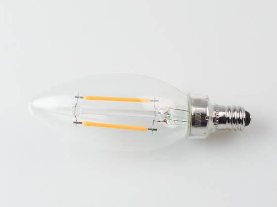 Satco Products, Inc. S21262 3B11/LED/927/CL/120V/E12 Satco Dimmable 3W 2700K B-11  Clear Filament LED Bulb, Enclosed Fixture Rated, E12 Base, California T20 Listed