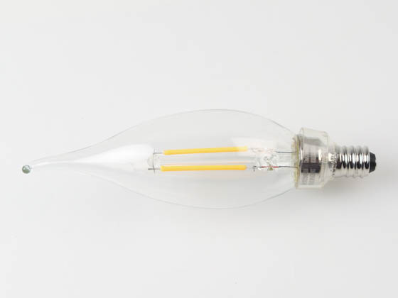 Satco Products, Inc. S21294 3CA10/LED/927/CL/120V/E12 Satco Dimmable 3W 2700K CA-10 Clear Filament LED Bulb, Enclosed Fixture Rated, E12 Base, California T20 Listed