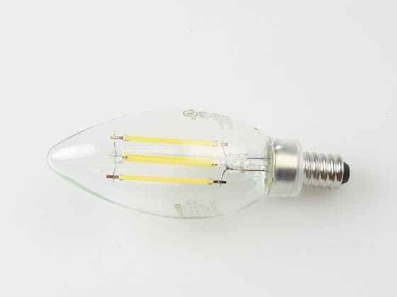 Bulbrite 776636 LED5B11/27K/FIL/D/B Dimmable 5W 2700K B-11 Filament LED Bulb, Enclosed Fixture Rated