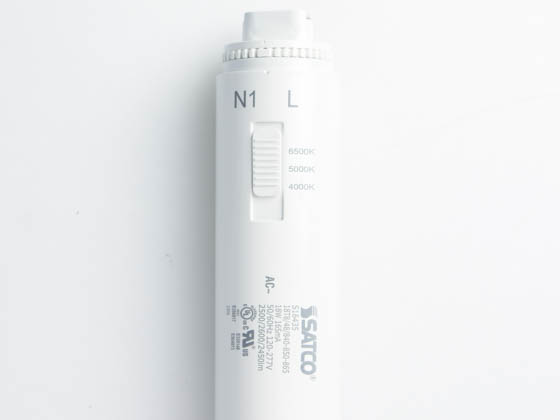 Satco Products, Inc. S16435 18T8/48/840-850-865 Satco 12 Watt 48" T8 CCT Selectable (4000K/5000K/6500K) LED Sign Lamp, Ballast Bypass, 120-277 Volt