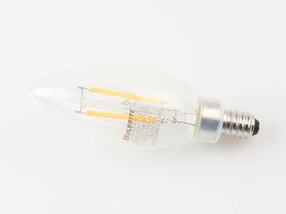Bulbrite 776938 LED2B11/27K/FIL/4 Dimmable 2.5W 2700K Decorative Filament LED Bulb, Enclosed Fixture Rated
