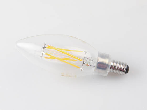 Bulbrite 776203 LED5B11/27K/FIL/D/B/2 Dimmable 5W 2700K B-11 Filament LED Bulb, Enclosed Fixture Rated