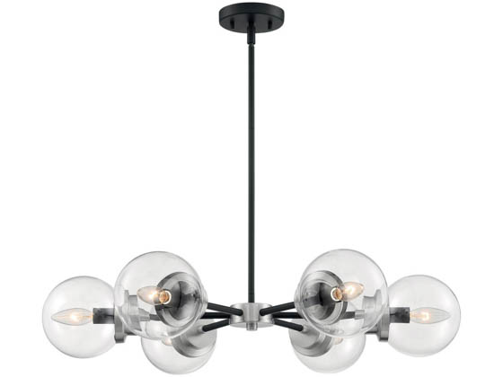 Satco Products, Inc. 60-7136 AXIS 6 LIGHT CHANDELIER Satco-Nuvo Axis 6 Light Chandelier, Matte Black Finish With Brushed Nickel Accents