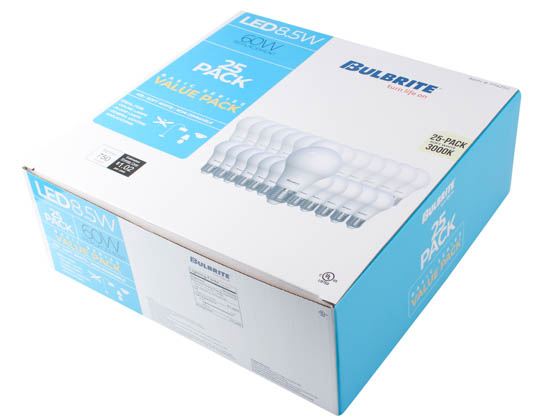 Bulbrite 774252 LED8A19/B60W/830/25P 8.5 Watt Non-Dimmable A19 LED Bulb, 3000K, 60 Watt Equivalent