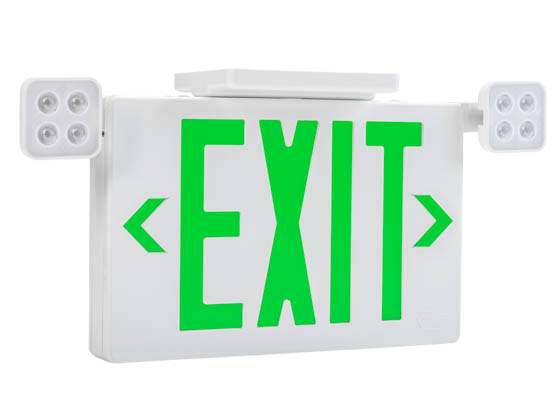 Keystone KT-EC-TP2-WH3RGW-SU LED Adjustable Dual Head Exit Sign Includes Red & Green Lettering, Single & Double Facing with Battery Backup