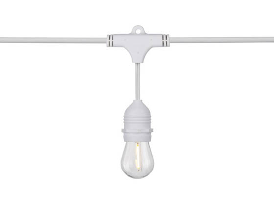 Satco Products, Inc. S8038 24FT/LED/SL/S14/822K/WH/120V Satco 12 socket 24ft LED String Light with Clear 2200K S14 Bulbs Included White Finish