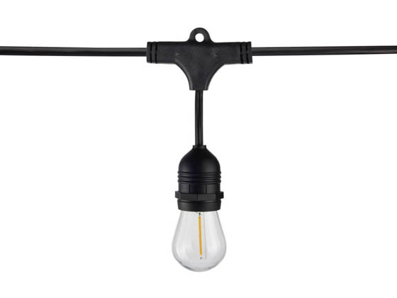 Satco Products, Inc. S8030 24FT/LED/SL/S14/822K/120V Satco 12 socket 24ft LED String Light with Clear 2200K S14 Bulbs Included