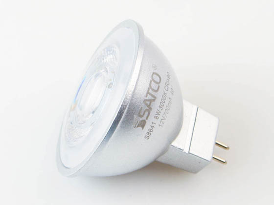Satco Products, Inc. S8640 8MR16/LED/40'/27K/90CRI/12V Satco Dimmable 8 Watt 2700K 40° MR16 LED Bulb, GU5.3 Base, Enclosed Rated, 90 CRI