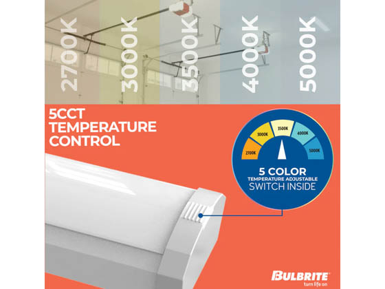 Bulbrite 773503 LED46WRAP/4FT/5CCT/927-950/J/WH/D 48" LED Wrap Fixture 46W Color Selectable (27/30/35/40/50K)