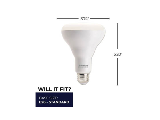 Bulbrite 772857 LED8BR30/830/D/5 8W Dimmable BR30 Damp Rated LED Flood Lamp, 3000K