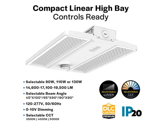 Halco Lighting 36160-HALCO CLHB-1-LS-CS-U Halco LED High Bay Fixture Adjustable Wattage (90/110/130W), Color (3/4/5K), and Beam Angle Includes Control Ready Port