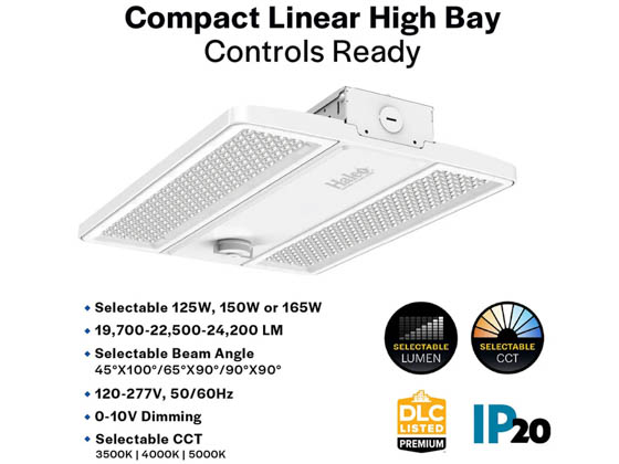 Halco Lighting 36161-HALCO CLHB-2-LS-CS-U Halco LED High Bay Fixture Adjustable Wattage (125/150/165W), Color (3/4/5K), and Beam Angle Includes Control Ready Port
