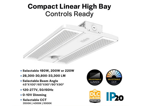 Halco Lighting 36162-HALCO CLHB-3-LS-CS-U Halco LED High Bay Fixture Adjustable Wattage (180/200/220W), Color (3/4/5K), and Beam Angle Includes Control Ready Port