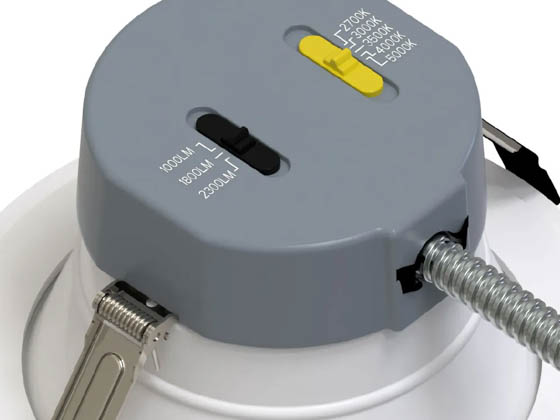 Halco Lighting 89211 CDL-6-LS-CS-WH-DDV Halco 6" Commercial LED Downlight 3-Wattage and 5-Color Selectable 90CRI Wet Rated Dual Dimming TRIAC/ELV & 0-10V