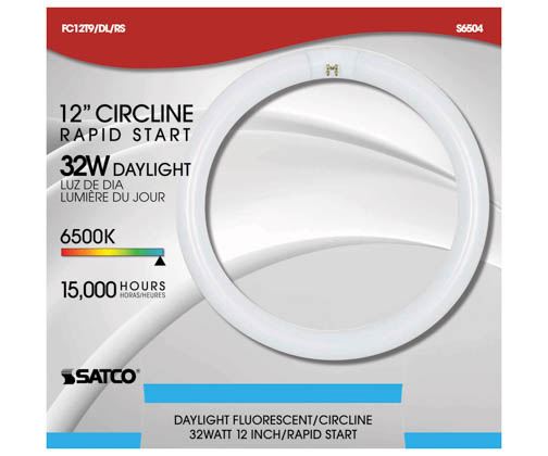 Satco Products, Inc. S6504 FC12T9/D 32 WATT DAYLIGHT Satco 32 Watt T9 Circline Fluorescent Lamp, 6500K, 4-Pin base