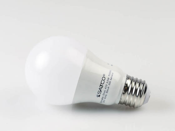 Satco Products, Inc. S15144 9.5A19L/850/E26/P/D/1PK Satco Dimmable 9.5W 5000K A19 LED Bulb, Enclosed Fixture Rated