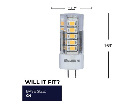Bulbrite 770587 LED3G4/27K/12 Dimmable 3W 12V 2700K JC LED Bulb, G4 Base, Enclosed Rated