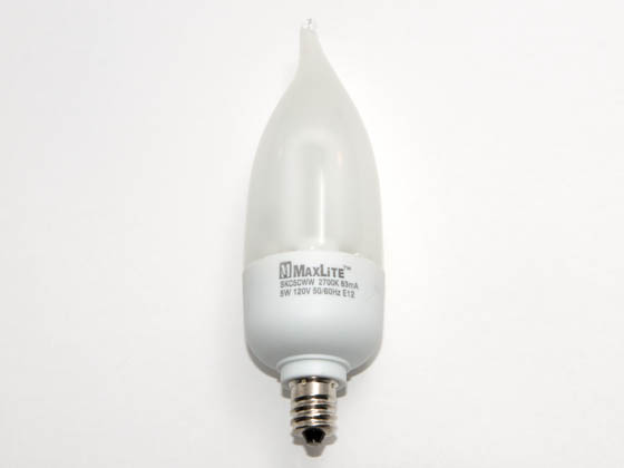 MaxLite M20540 SKC5C (Candelabra Base) 25 Watt Incandescent Equivalent, 5 Watt, Flame Tip Warm White Style Compact Fluorescent Candelabra Base Bulb