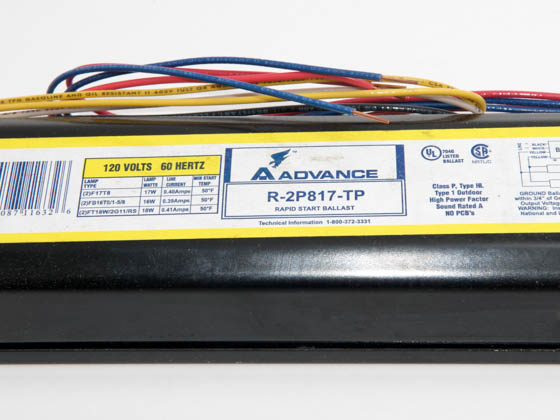 Advance Transformer R-2P817-TP R-2P817-TP (120V) Philips Advance 16-18 Watt, 120 Volt Two Lamp Plug-in CFL Magnetic Ballast